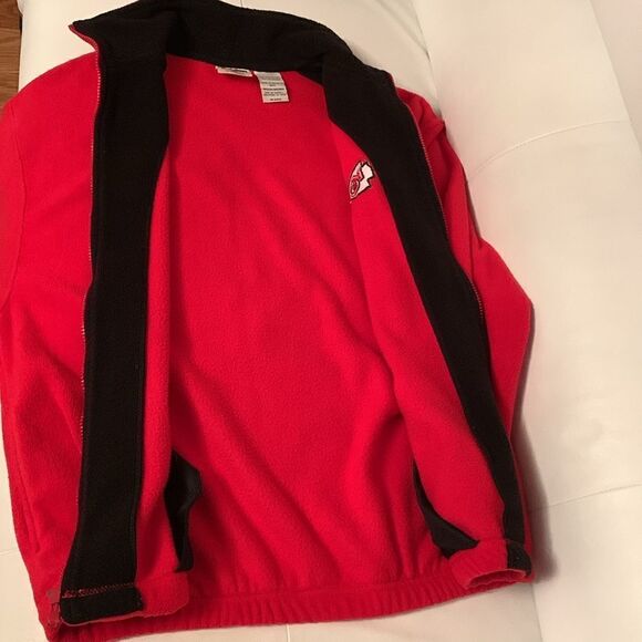 Iron Knights Athletics Fleece Red Full Zipper Jacket Pockets Logo Size M - Picture 8 of 9